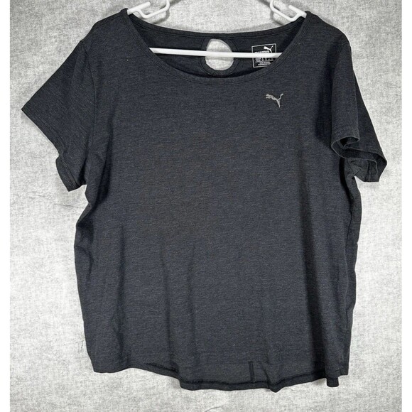 Puma Women's Short Sleeve Active  T-Shirt Size XL Gray Logo - Picture 1 of 6